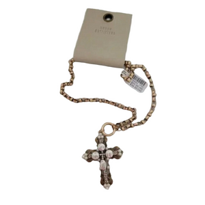 Urban Outfitters Gold Caterina Pearl Cross Necklace NWT